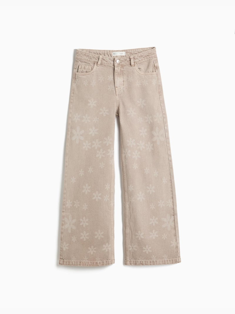 Jeans larges jambes – fleurs, mo fashion Gris - Kiabi