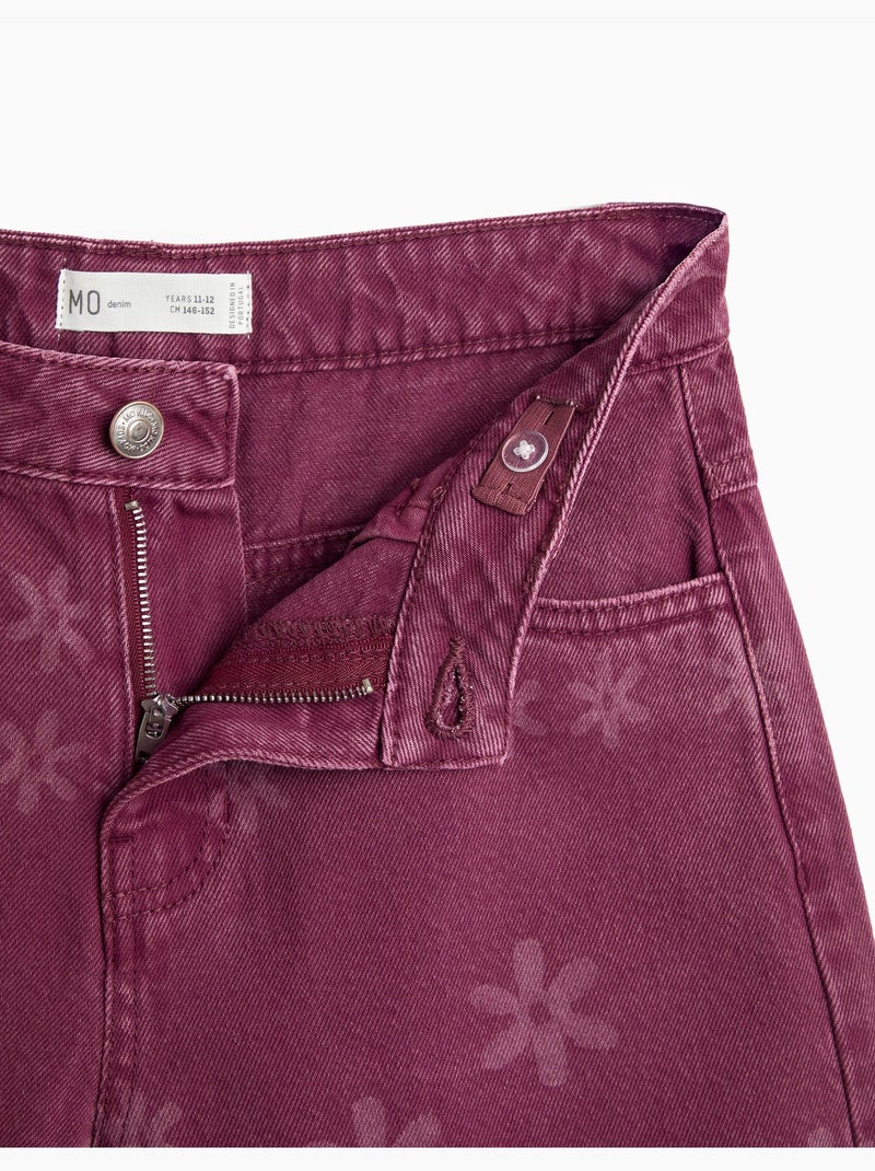 Jeans larges jambes – fleurs, mo fashion Violet - Kiabi
