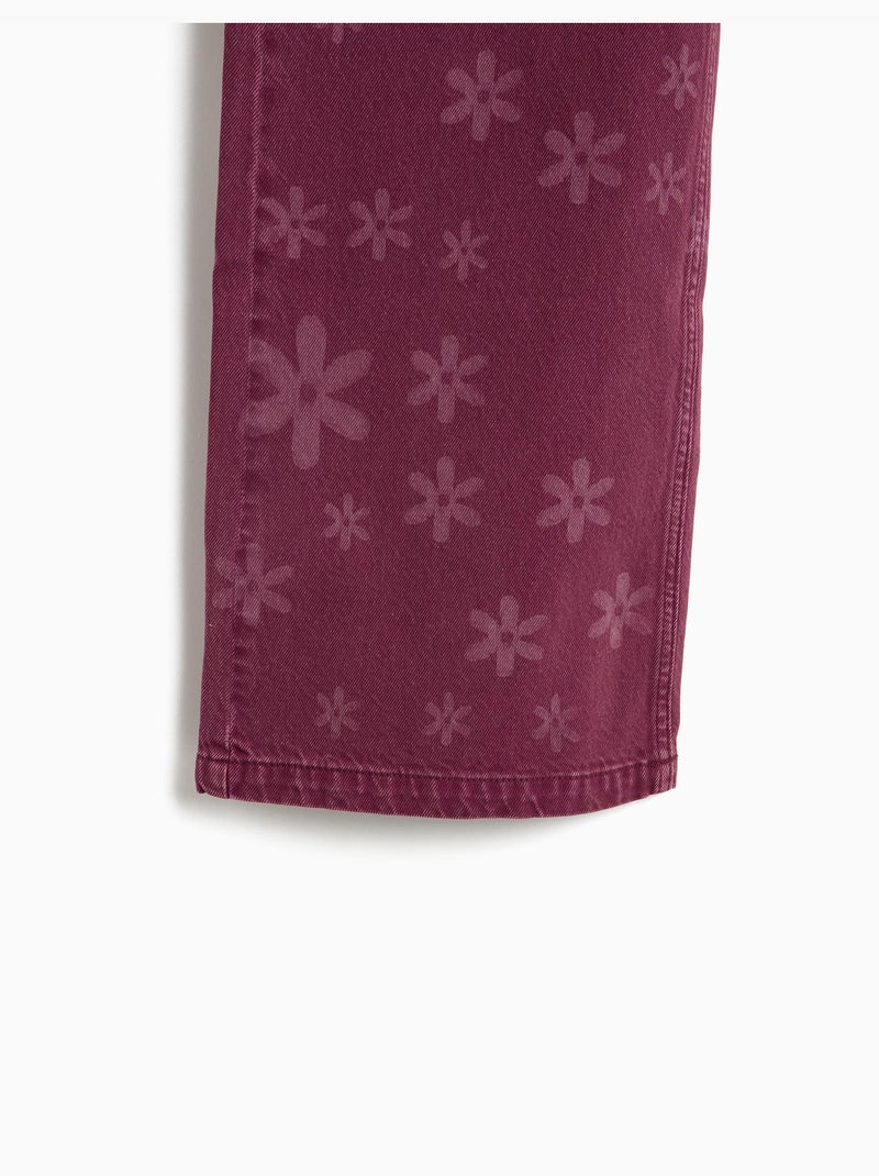 Jeans larges jambes – fleurs, mo fashion Violet - Kiabi