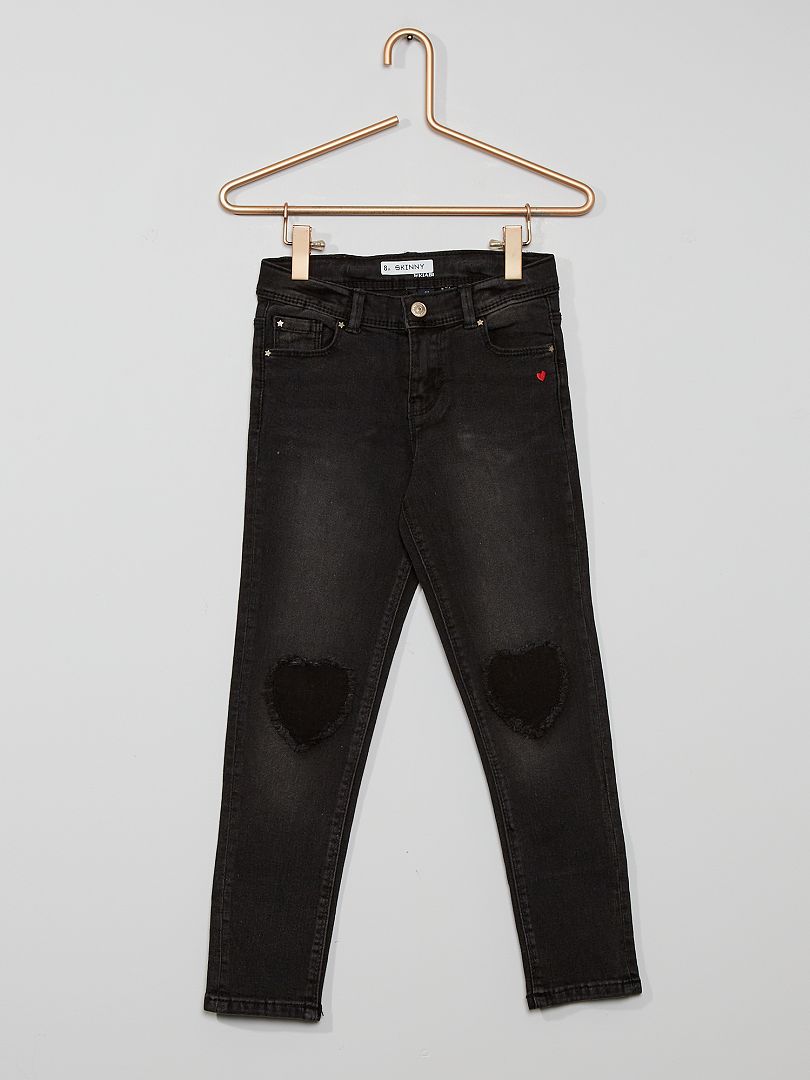 Jeans met borduurwerk ZWART - Kiabi