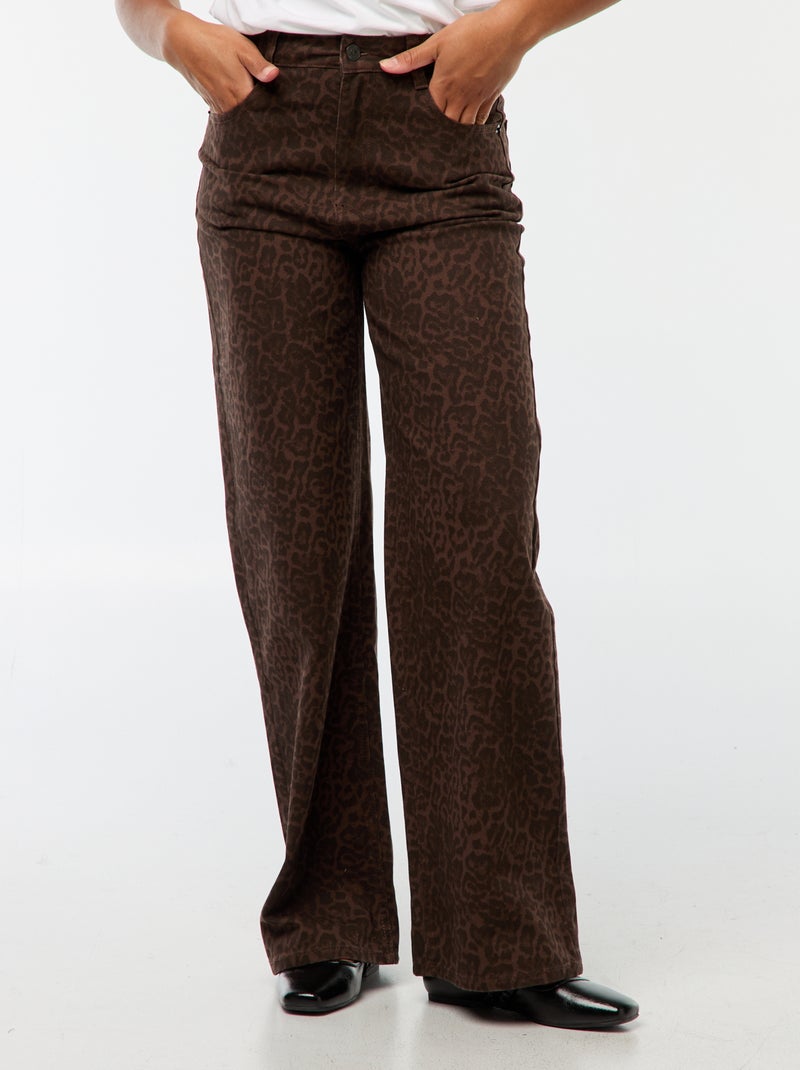 Jeans met brede pijpen en hoge taille Biege - Kiabi