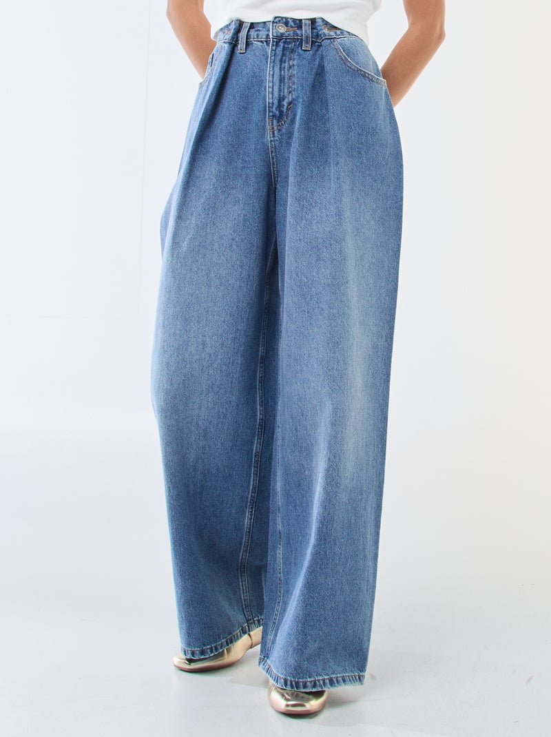 Jeans met brede pijpen en hoge taille Blauw - Kiabi