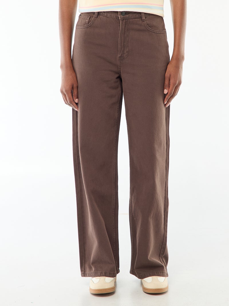 Jeans met brede pijpen en hoge taille Bruin - Kiabi