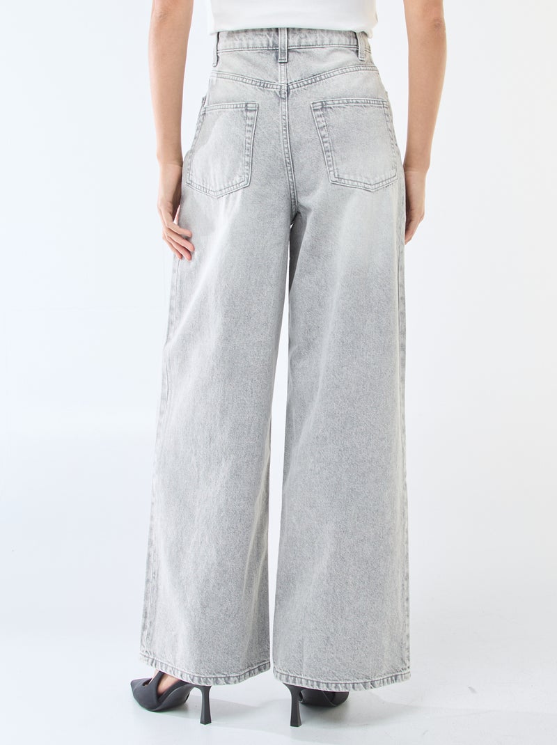 Jeans met brede pijpen en hoge taille Grijs - Kiabi