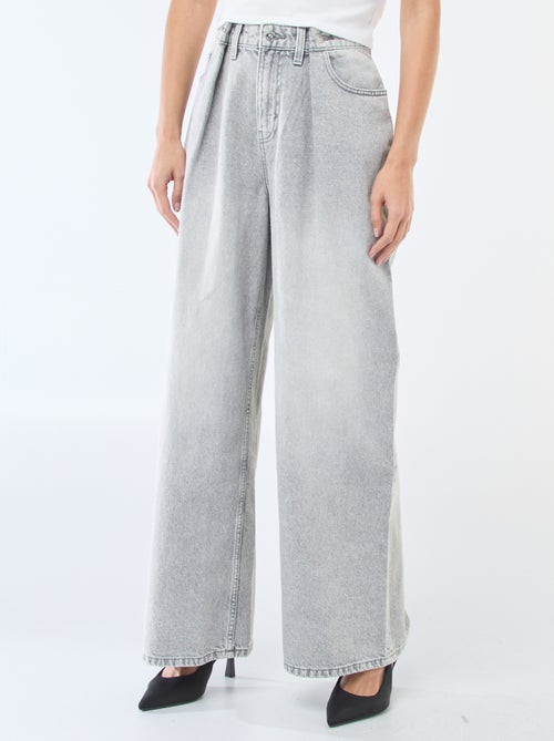 Jeans met brede pijpen en hoge taille - Kiabi