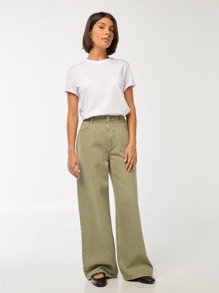 Jeans met brede pijpen en hoge taille