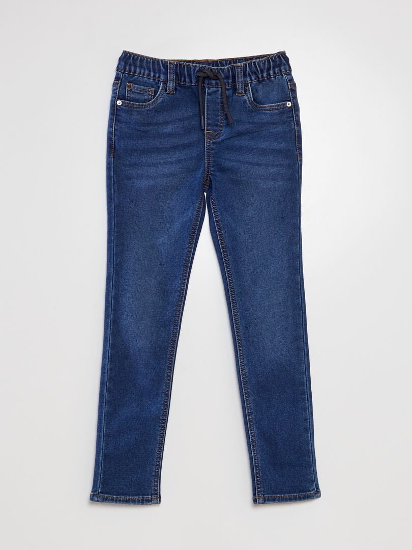 Jeans met elastische tailleband en strikkoordje BLAUW - Kiabi