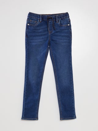 Jeans met elastische tailleband en strikkoordje