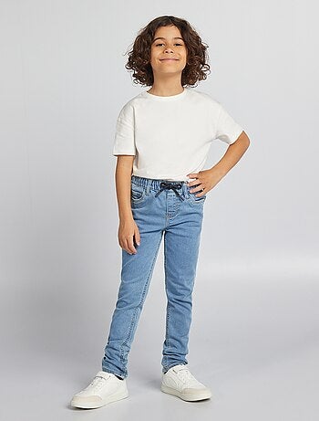 Jeans met elastische tailleband en strikkoordje