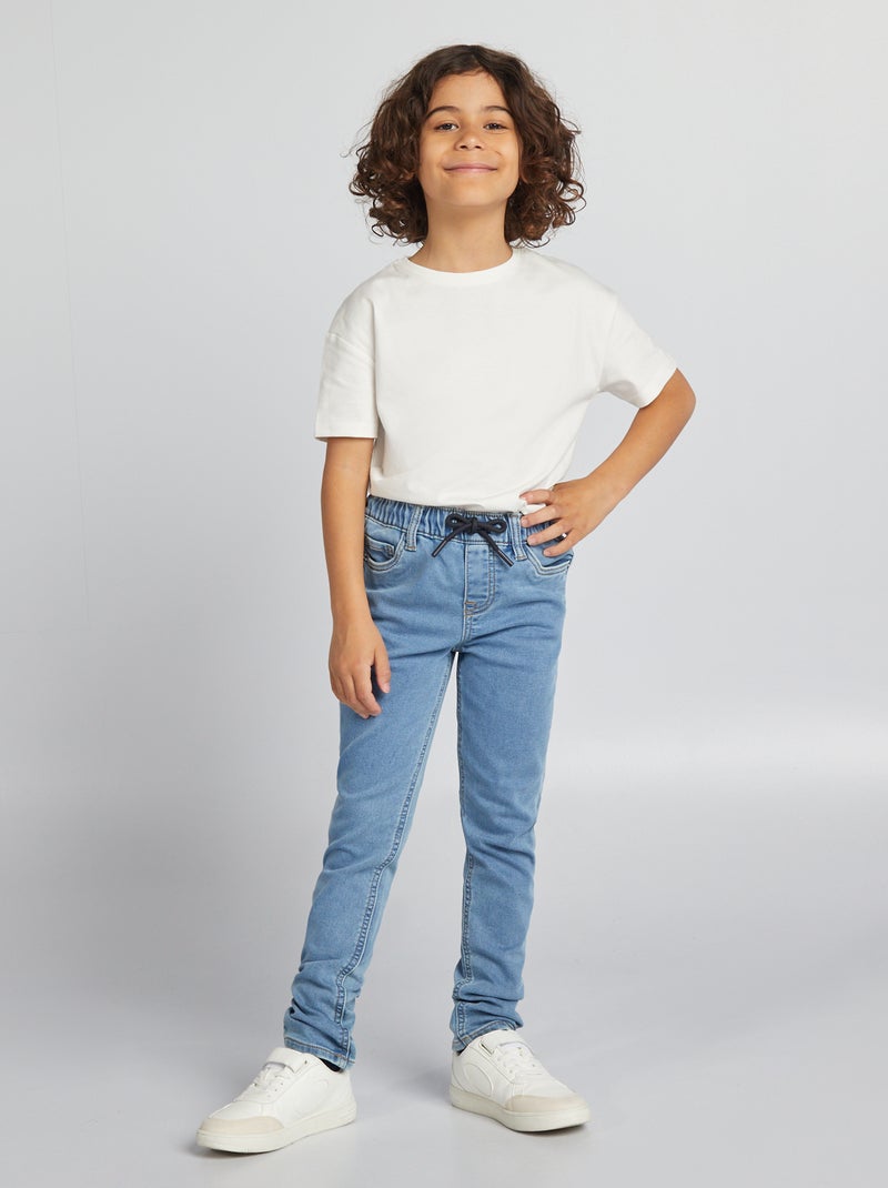 Jeans met elastische tailleband en strikkoordje BLAUW - Kiabi