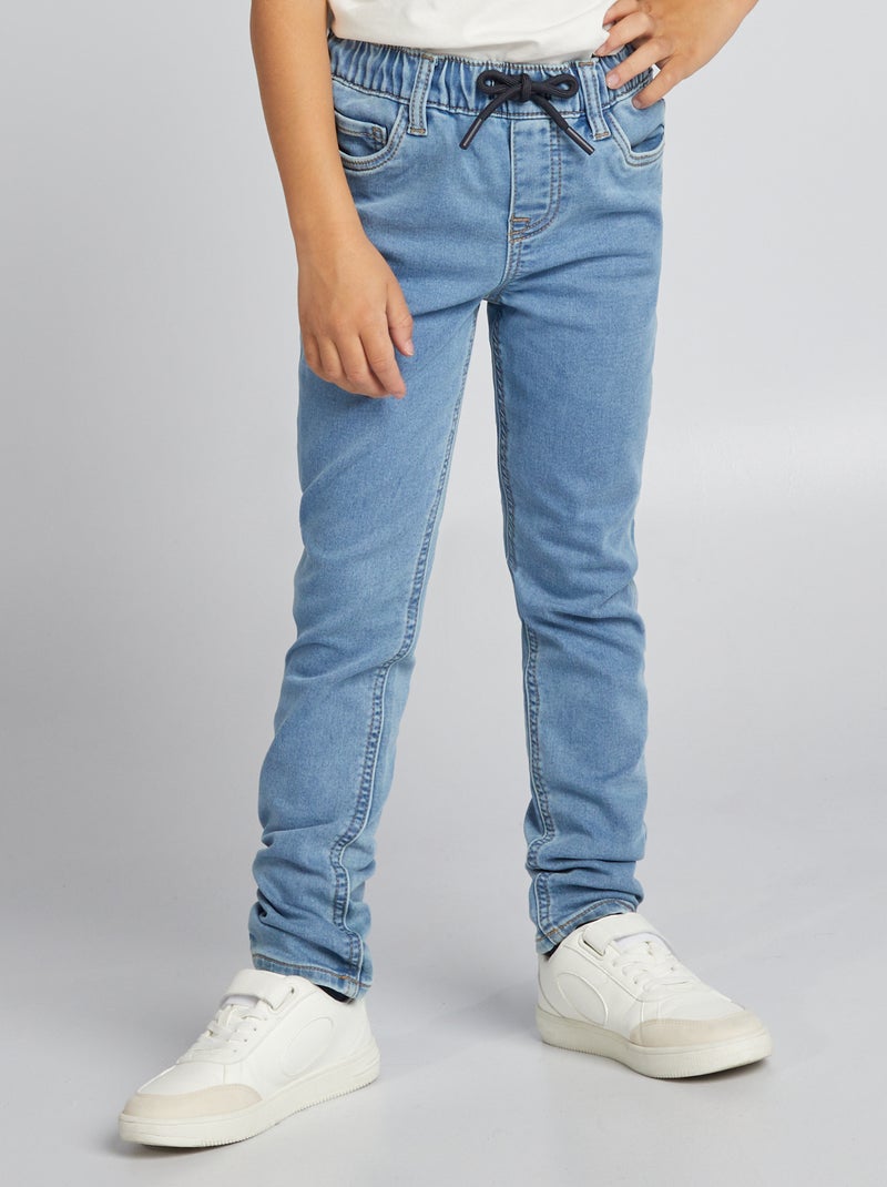Jeans met elastische tailleband en strikkoordje BLAUW - Kiabi