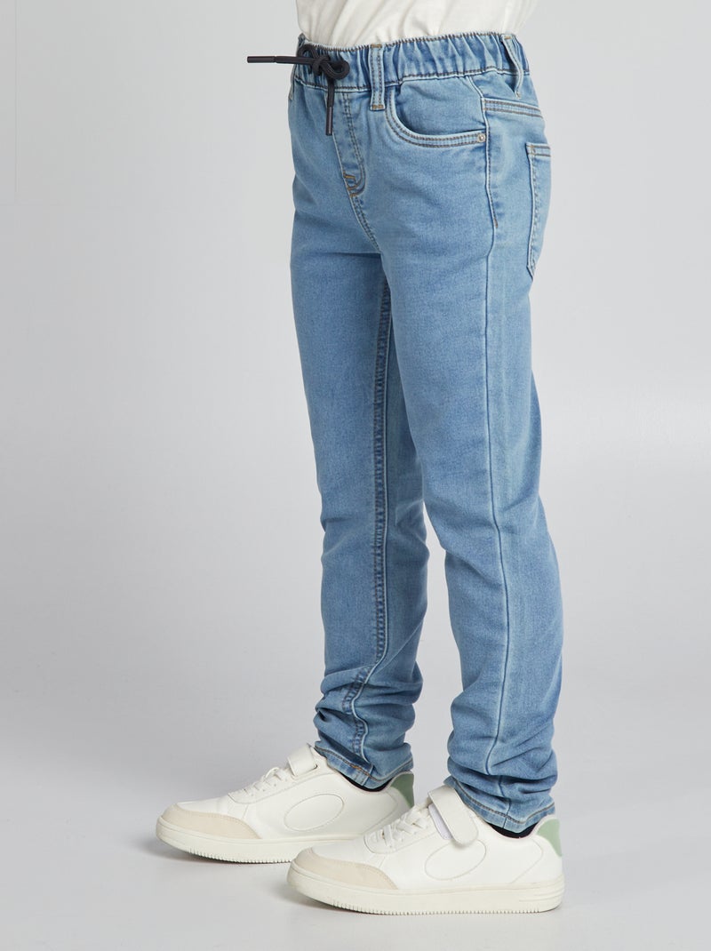 Jeans met elastische tailleband en strikkoordje BLAUW - Kiabi