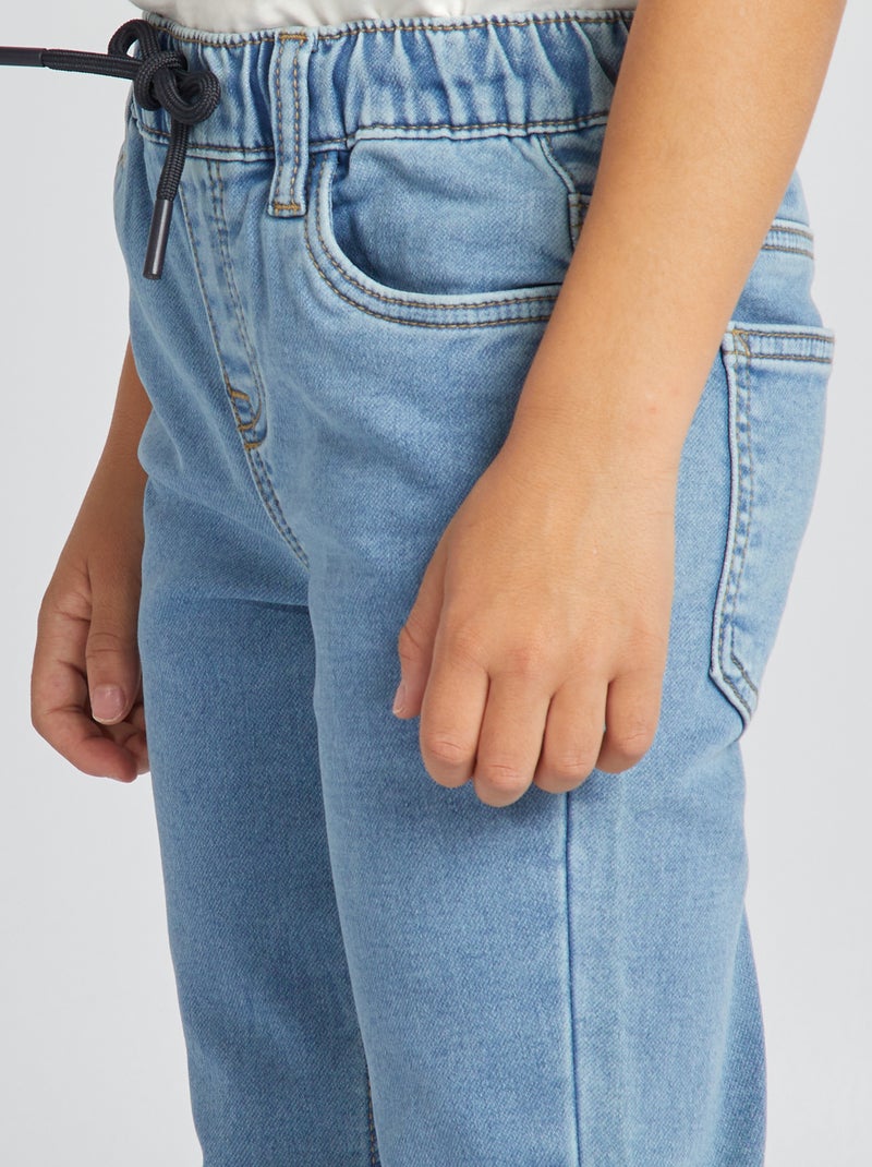 Jeans met elastische tailleband en strikkoordje BLAUW - Kiabi