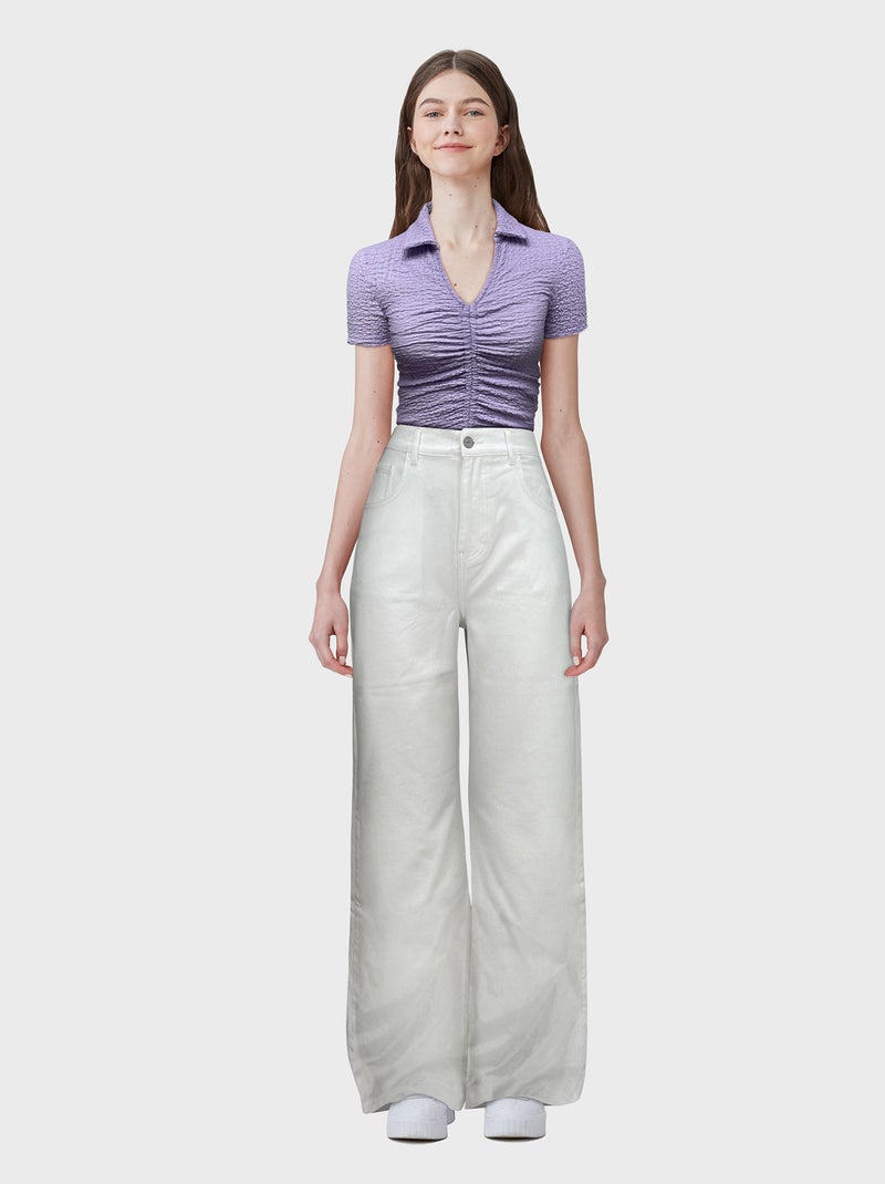 Jeans met hoge taille - 5 zakken BIEGE - Kiabi