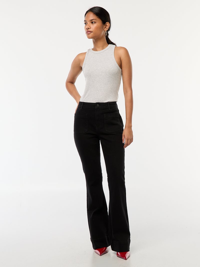 Jeans met hoge taille - flared/bootcut model Zwart - Kiabi