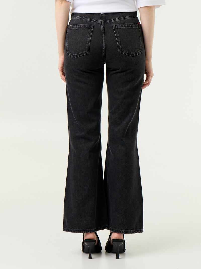 Jeans met hoge taille en flare fit met 'hartjes' borduursels Zwart - Kiabi