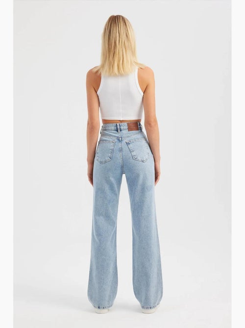 Jeans met hoge taille en rechte pijp hiccup - Kiabi Jeans met hoge taille en rechte pijp hiccup - Kiabi