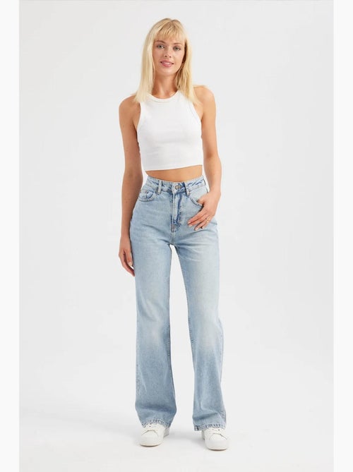 Jeans met hoge taille en rechte pijpen hiccup - Kiabi