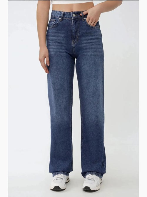 Jeans met hoge taille en rechte pijpen hiccup - Kiabi Jeans met hoge taille en rechte pijpen hiccup - Kiabi