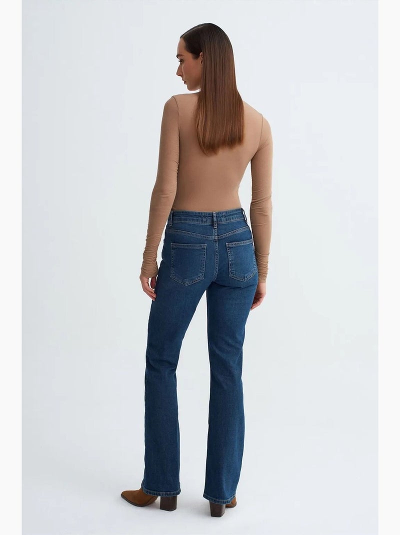 Jeans met lage taille en rechte pijp dilvin Saffierblauw - Kiabi
