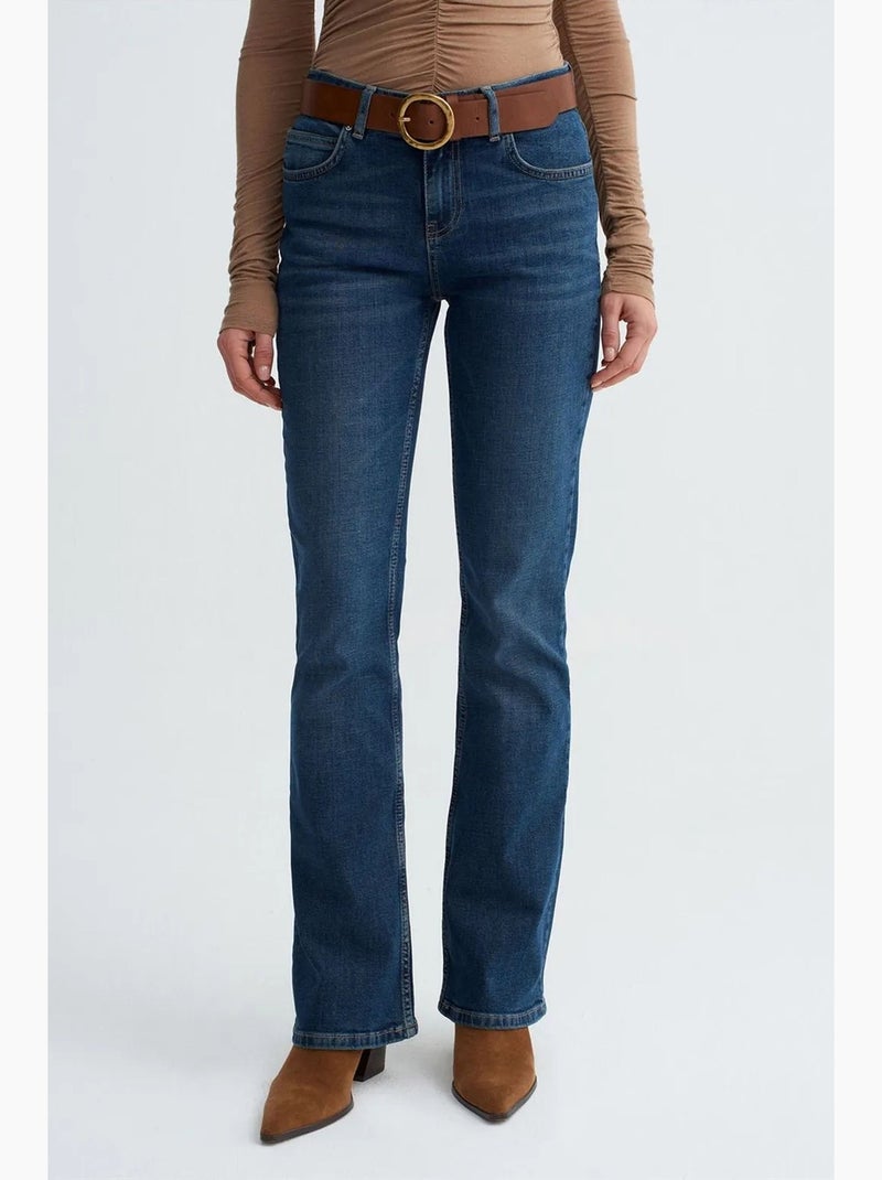 Jeans met lage taille en rechte pijp dilvin Saffierblauw - Kiabi