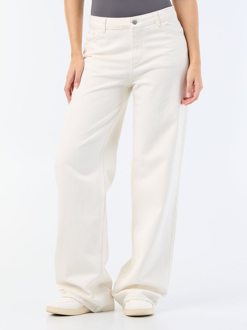 Jeans met wijde pijpen - L34 Wit - Kiabi