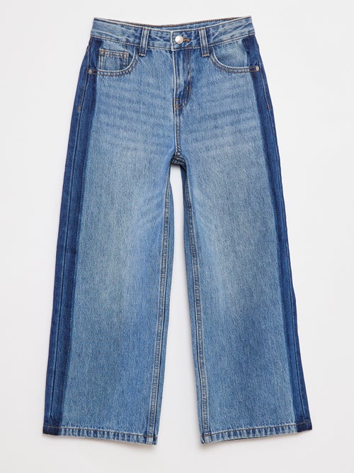 Jeans met wijde pijpen en contrasterende bies - Kiabi