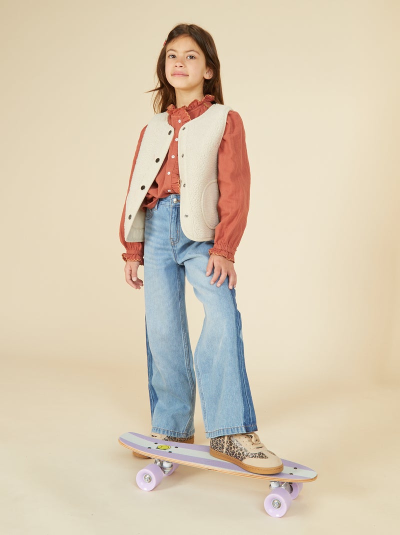 Jeans met wijde pijpen en contrasterende bies Blauw - Kiabi