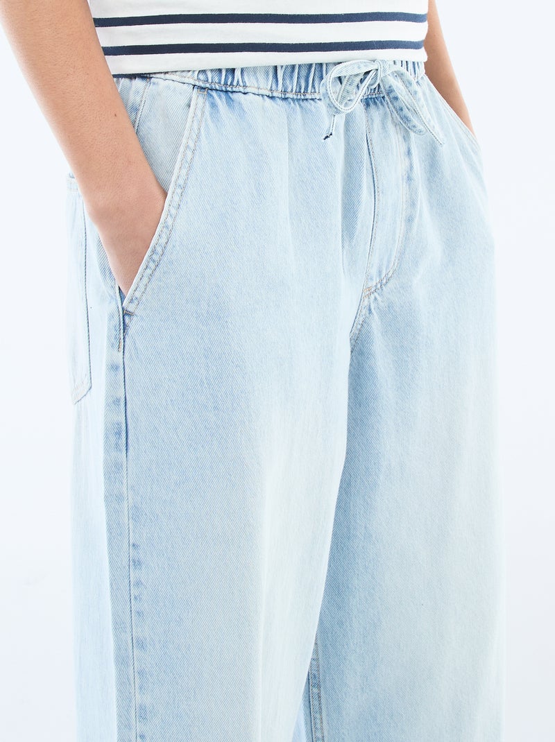 Jeans met wijde pijpen en elastische tailleband Blauw - Kiabi