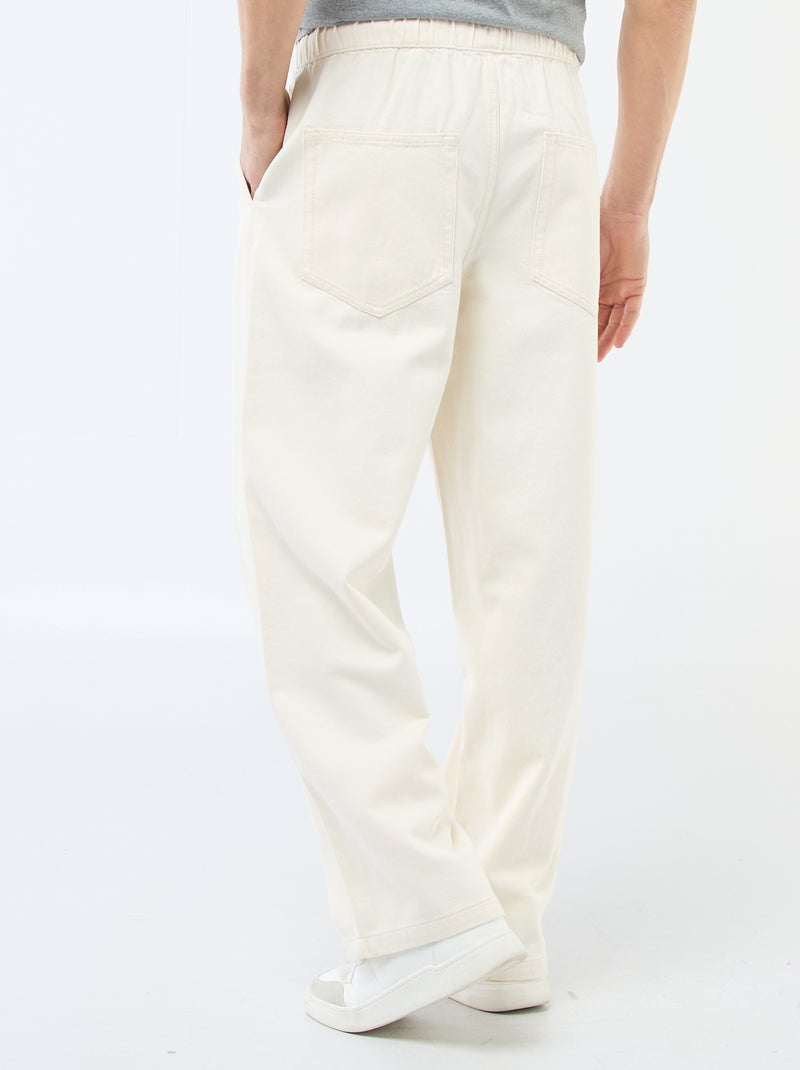 Jeans met wijde pijpen en elastische tailleband Wit - Kiabi