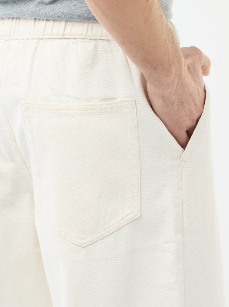 Jeans met wijde pijpen en elastische tailleband Wit - Kiabi