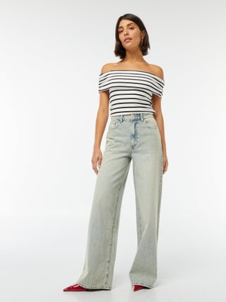 Jeans met wijde pijpen en hoge taille