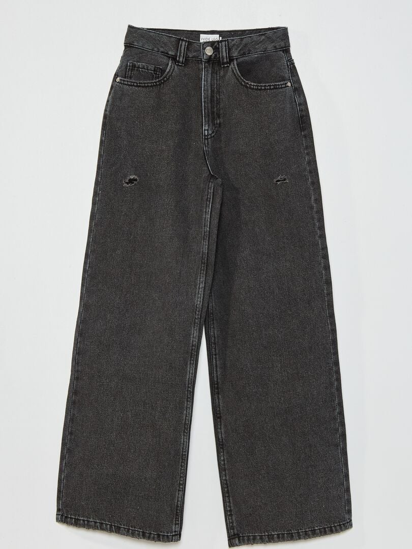 Jeans met wijde pijpen en hoge taille ZWART - Kiabi