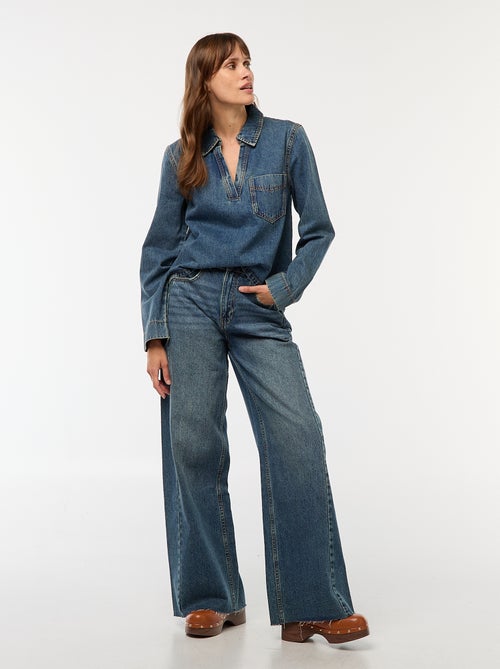 Jeans met wijde pijpen en ongezoomde rand - Kiabi
