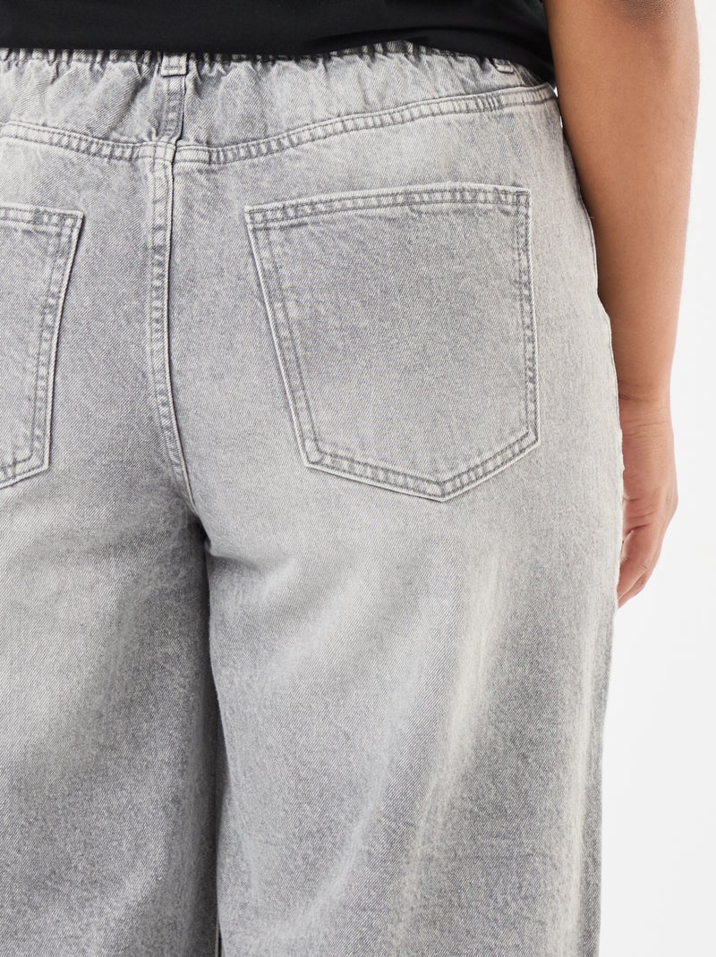 Jeans met wijde pijpen en raw-cut afwerking Grijs - Kiabi