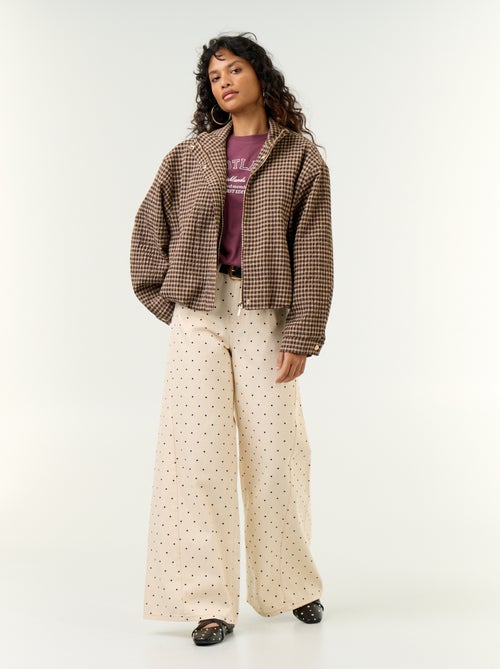 Jeans met wijde pijpen en stippen - Kiabi