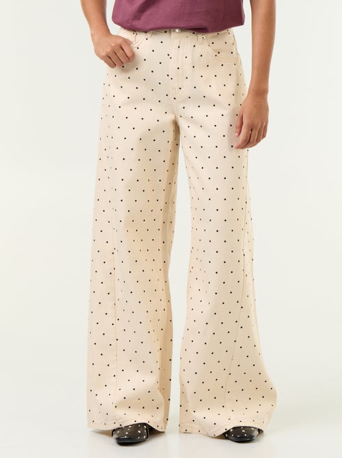 Jeans met wijde pijpen en stippen - Kiabi