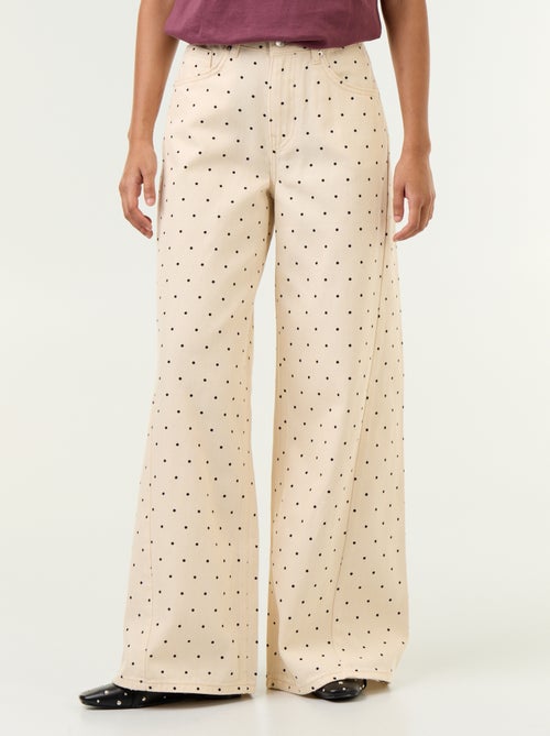 Jeans met wijde pijpen en stippen - Kiabi
