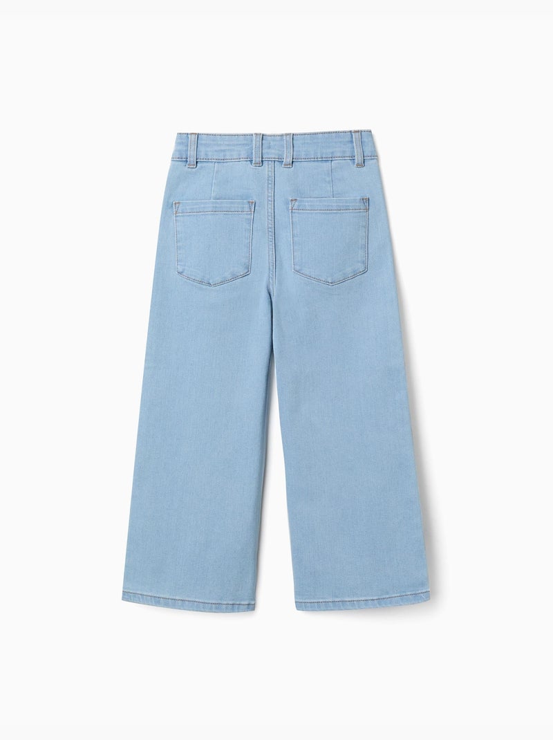 Jeans met wijde pijpen en zakken aan de voor- en achterkant Lichtblauw - Kiabi