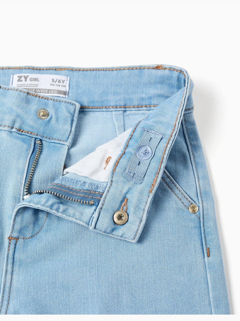 Jeans met wijde pijpen en zakken aan de voor- en achterkant Lichtblauw - Kiabi