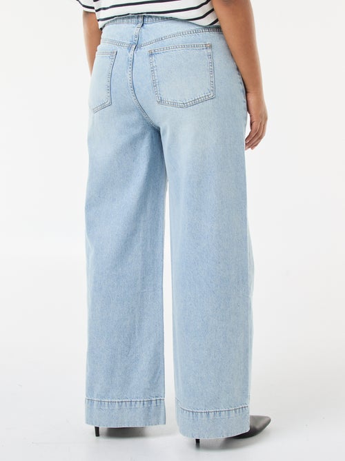 Jeans met wijde pijpen, hoge taille en plooien aan de voorzijde - Kiabi