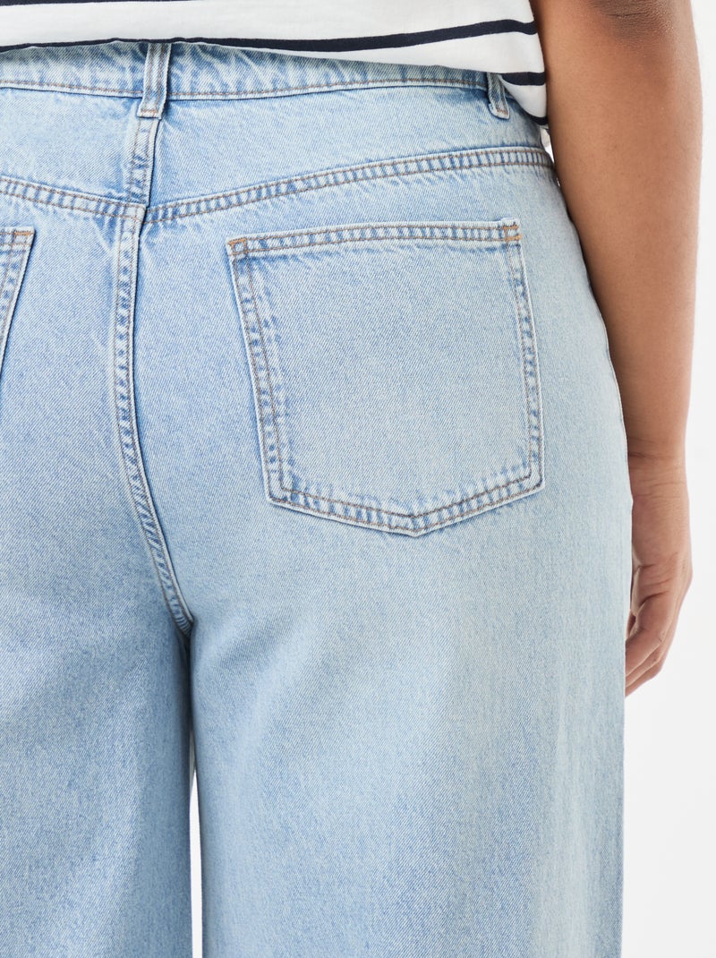 Jeans met wijde pijpen, hoge taille en plooien aan de voorzijde Blauw - Kiabi