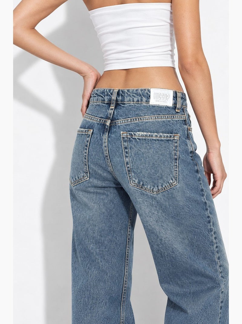 Jeans van denim met rechte, wijde pijpen hiccup Saffierblauw - Kiabi