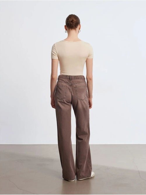 Jeans van katoen-denim met hoge taille en wijde pijp dilvin - Kiabi Jeans van katoen-denim met hoge taille en wijde pijp dilvin - Kiabi