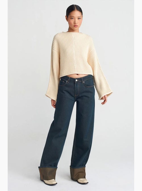 Jeans van katoen-denim met middelhoge taille en wijde pijp dilvin - Kiabi Jeans van katoen-denim met middelhoge taille en wijde pijp dilvin - Kiabi