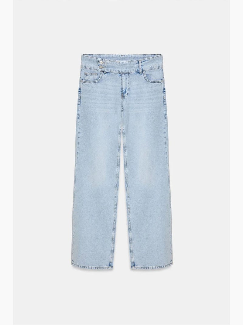 Jeans van katoendenim met wijde pijpen dilvin Lichtblauw - Kiabi