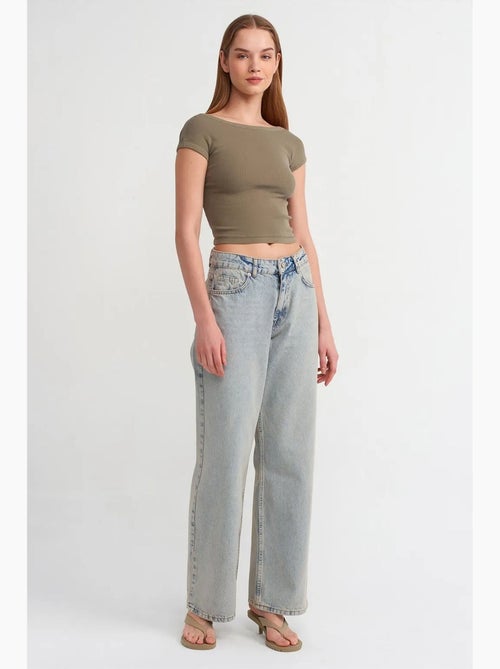 Jeans van katoenen denim met wijde pijp en middelhoge taille dilvin - Kiabi Jeans van katoenen denim met wijde pijp en middelhoge taille dilvin - Kiabi
