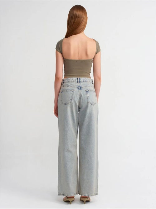 Jeans van katoenen denim met wijde pijp en middelhoge taille dilvin - Kiabi Jeans van katoenen denim met wijde pijp en middelhoge taille dilvin - Kiabi