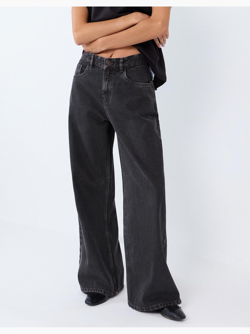 Jeans 'wide leg', mo fashion Gris - Kiabi