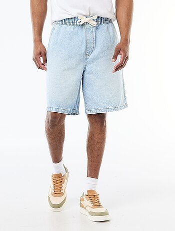 Jeansbermuda met elastische tailleband
